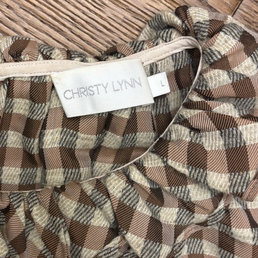 CHRISTY LYNN Aurelie Top - Gingham Bronze - Picture 3 of 12